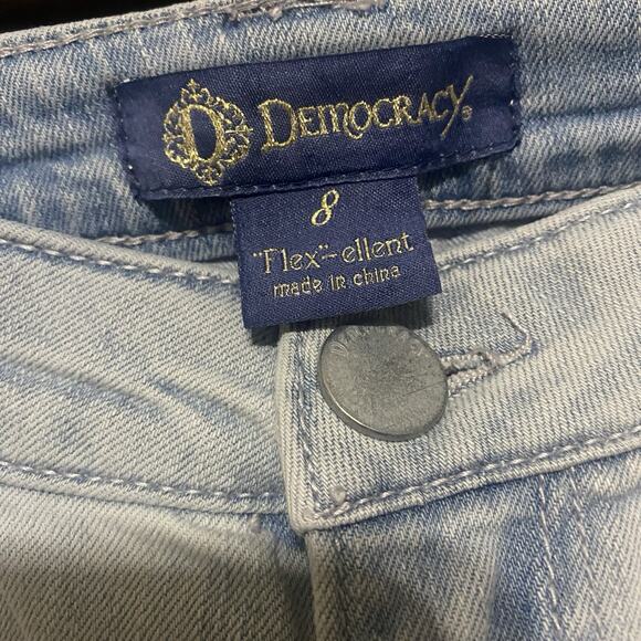 Democracy Light Blue Cropped Pants with Embellished Hem - Picture 4 of 11